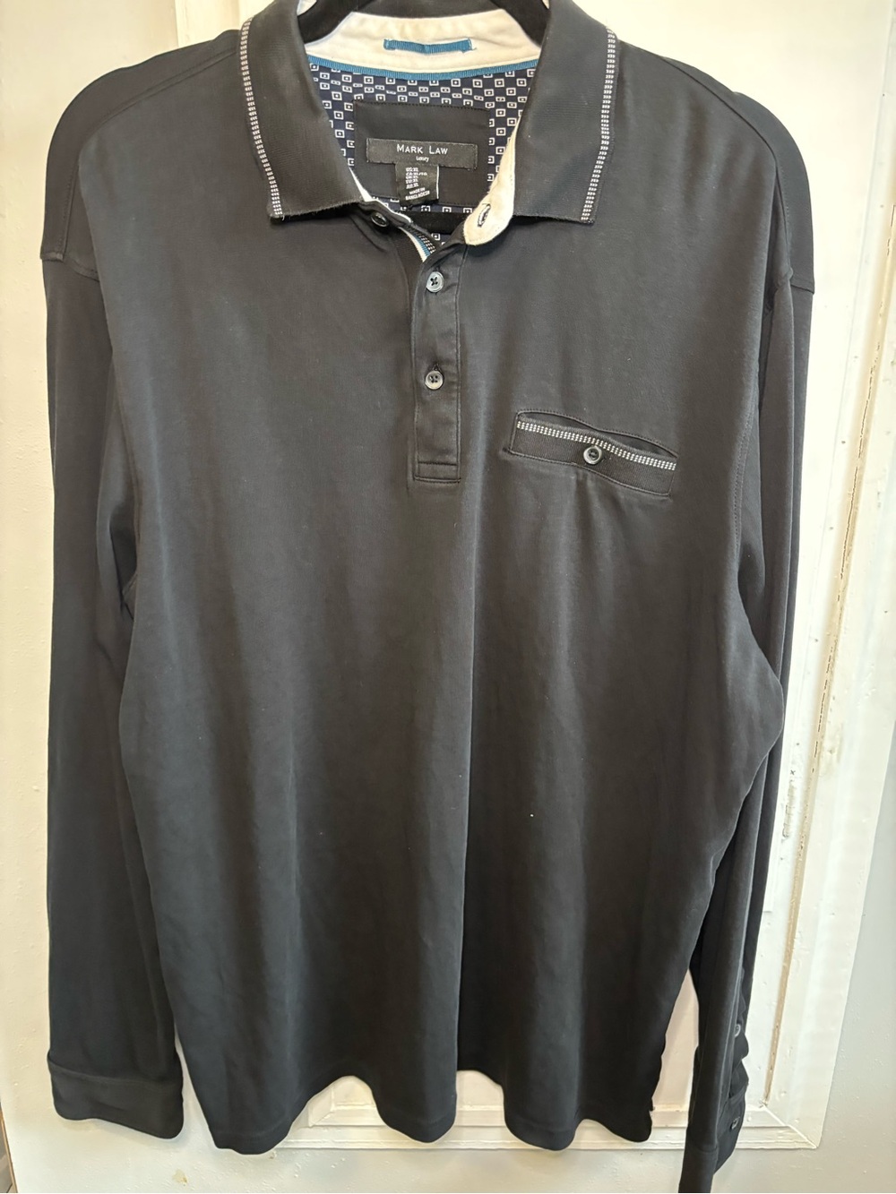 Mark Law Long-Sleeve Polo Shirt in Black